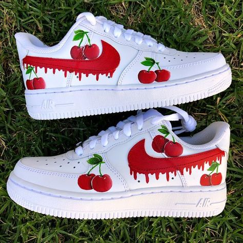 4e6cd95227cb0c280e99a195be5f6615desc35007821ri Drip Outfits, Cherry Design, Custom Shoes Diy, Nike Shoes Air Force, White Nike Shoes, Dr Shoes, Jordan Shoes Girls, Custom Nike Shoes, All Nike Shoes