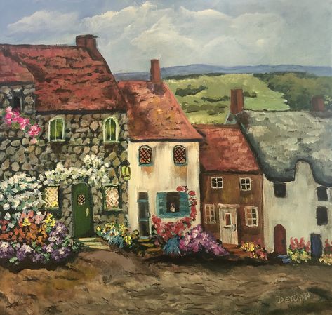 Cobblestone Painting, Cobblestone Road, Angela Anderson, Countryside Art, Acrylic Tutorials, Watercolor Drawing, How To Paint, Art School, Painting On Canvas