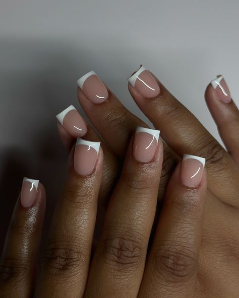 At the beginning of my career, I really hated French tips but I have come to realise they are truly the true essence of nail designs, they make you feel so feminine and refined❄️ 🤍 them #dovenailsbysharon Short Deep French Nails, French Tip Dip Powder Nails, French Tip Overlay, French Tip Dip, French Gel Nails, Brown French Tip, Girl Hygiene, Blue French Tip, Brown French