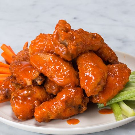 The Best Crispy Buffalo Wings by Tasty Crunchy Wings, Crispy Buffalo Wings Recipe, Crispy Buffalo Wings, Cooking Chicken Wings, Wings Recipe Buffalo, Celery Sticks, Spicy Wings, Buffalo Chicken Wings, Night Stars