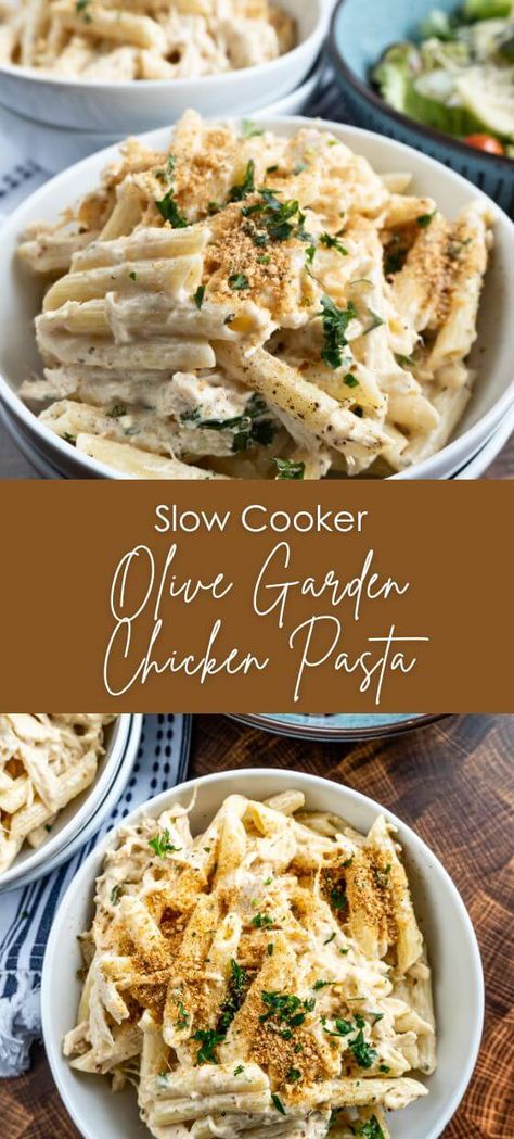 Slow Cooker Olive Garden Chicken Pasta Slow Cooker Olive Garden Chicken, Olive Garden Chicken Pasta, Olive Garden Dressing, Olive Garden Chicken, Chicken Crockpot Recipes Easy, Making Dinner, Slow Cooker Pasta, Pasta Dinner Recipes, Crockpot Dishes