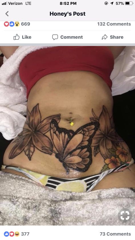 Tattoo Ideas Female Butterfly Stomach, Tattoo Ideas Stomach For Women, Black And White Stomach Tattoo, Tattoos On Stomach, Lower Stomach Tattoos For Women Cover Up, Side Belly Tattoo, Women’s Tummy Tattoos, Lower Belly Tattoos For Women, Lower Abdomen Tattoo Women