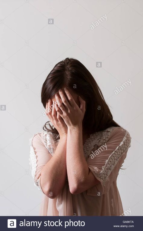 Woman hiding face in hands crying Stock Photo Grabbing Face Pose Reference, Grabbing Someone By The Face Reference, Hand Cover Face Pose, Portrait Hands On Face, Person Grabbing Face Reference, Hands Covering Face Reference, Holding Face In Hands, Hands Covering Face Drawing Reference, Person Covering Face With Hands