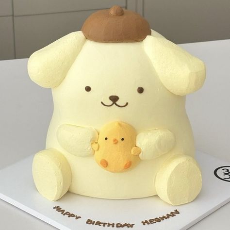 Pompompurin Cake Birthday, Pom Pom Purin Cake, Pompompurin Birthday Cake, Pompompurin Cake, Cake 3d, Unique Cakes Designs, Mini Cakes Birthday, Cartoon Cake, 3d Cake