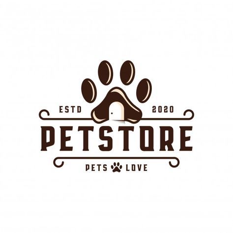 Pet shop emblem logo template Premium Ve... | Premium Vector #Freepik #vector #logo #business #design #logo-design Pet Shop Logo Design Ideas, Pet Hotel Logo, Petshop Logo Design, Petshop Design Pet Store, Petshop Design, Petshop Logo, Pet Store Logo, Dog Logos Ideas, Pet Shop Logo Design