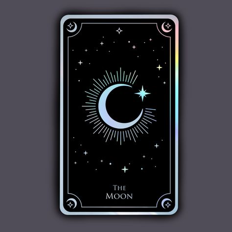 The Moon Holographic Celestial Tarot Card Sticker | Faire.com Pop Art Wallpaper, Lake Placid, Strong Adhesive, Tarot Card, Tarot Cards, Art Wallpaper, The Moon, Pop Art, Phone Case