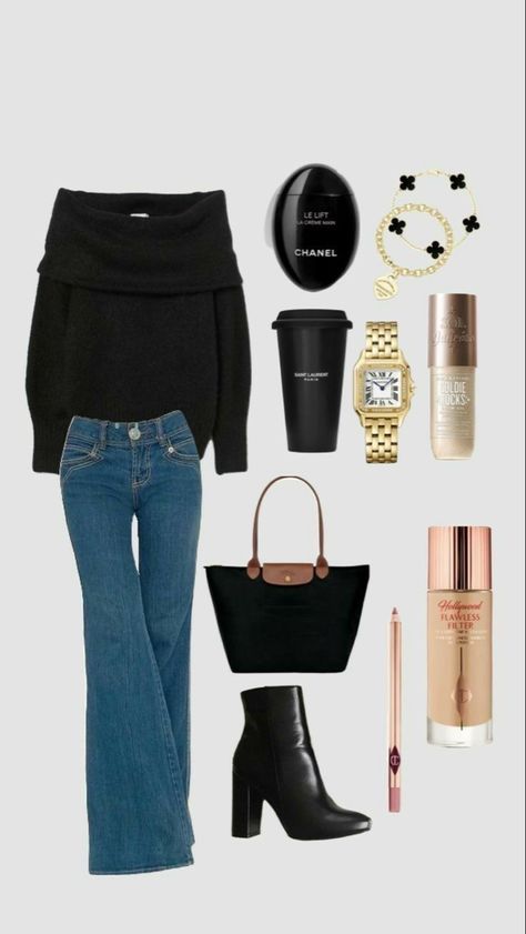 Cute Fancy Winter Outfits, Relax Chic Outfit, Beautiful Fall Outfits, Black Classy Casual Outfit, Everyday Outfits With Heels, Outfit Inspo With Accessories, Bisuness Casual Outfits, Classy Corset Top, Fashionable Fall Outfits