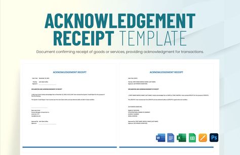 Acknowledgement Receipt, Bill Template, Receipt Template, Template Google, Google Sheets, Google Docs, Word Doc, Microsoft Word, Wasting Time