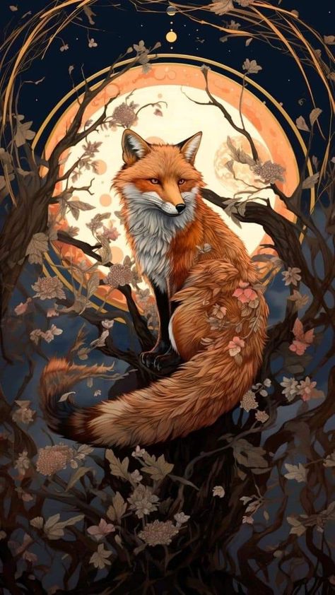 Witchy Autumn, Animal Tarot Cards, Fox Paintings, The Crane Wives, Crane Wives, Fox Totem, Deer Wallpaper, Fox Artwork, Fox Poster