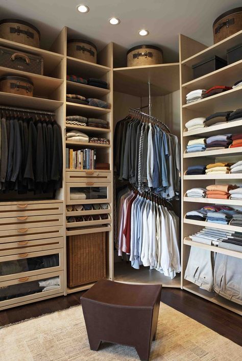 Corner revolving shirt unit  Robs closet Corner Closet Shelves, A Walk In Closet, Corner Closet, Closet Organization Ideas, Ikea Closet, Walking Closet, Closet Remodel, Men Closet, Dream Closets