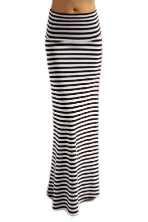 Women'S Ponte Roma Stripe Maxi Skirt - Stripe Striped Maxi Skirt Outfit, Striped Maxi Dress Outfit, Chevron Maxi Skirts, White Long Skirt, Creative Clothes, Long Skirt Outfits, White Maxi Skirts, Maxi Skirt Outfits, Striped Maxi Skirts