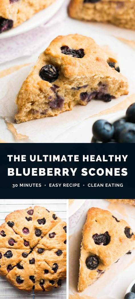 The Ultimate Healthy Blueberry Scones — so easy, supremely tender & nearly 5g of protein! Ready in just 30 minutes! They taste just like bakery-style scones. Soft, really moist & SO good!! (Plus a step-by-step recipe video!) ♡ blueberry scones recipe easy. healthy blueberry scones recipe. best blueberry scones. healthy blueberry scones greek yogurt. easy blueberry scones no cream. healthy blueberry scones clean eating. Blueberry Scones Recipe Easy, Healthy Blueberry Scones, Yogurt Scones Recipe, Best Blueberry Scones, Blueberry Scones Easy, Scones Healthy, Scones Blueberry, Healthy Blueberry Recipes, Oatmeal Scones