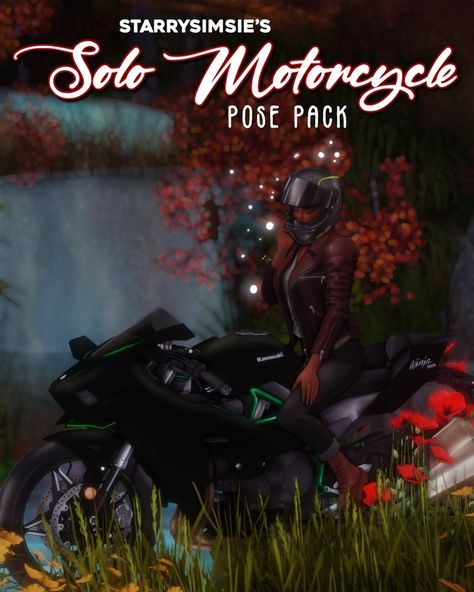 ✨Solo Motorcycle - Pose Pack✨ | StarrySimsie Motorcycle Cc Sims 4, Sims 4 Motorcycle Helmet Cc, Sims 4 Motorcycle Poses, Sims 4 Biker Cc, Sims 4 Cc Motorcycle, Sims 4 Motorcycle Cc, Sims 4 Solo Poses, Motorcycle Poses, Sims4 Pose