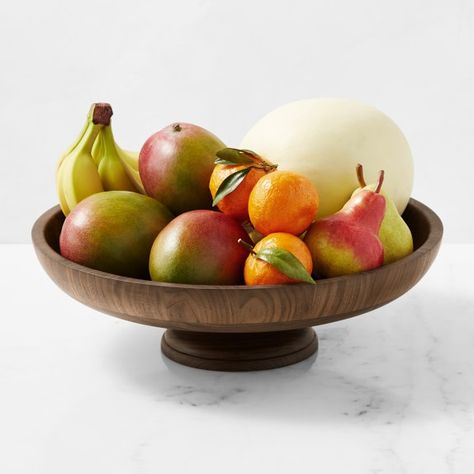 Fruit Bowl Decor, Pedestal Fruit Bowl, Modern Fruit Bowl, Fruit Bowl Display, Ceramic Mixing Bowls, Wooden Fruit Bowl, Wood Salad Bowls, Free Kitchen Design, Fruit Holder