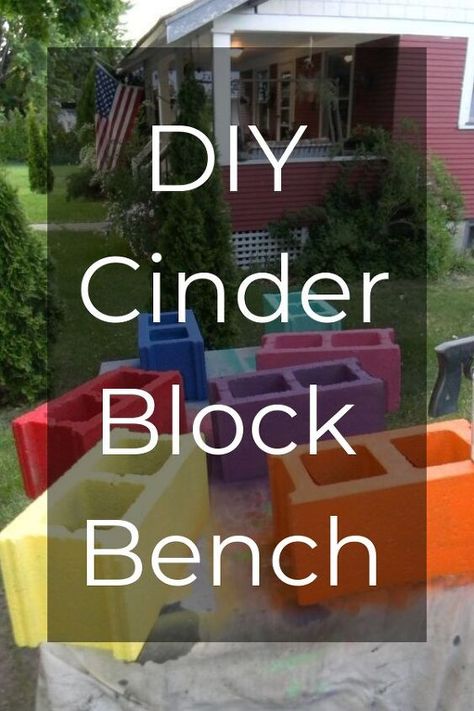 Simple Wood Bench, Ikea Storage Cubes, Backyard Sandbox, Cinder Block Bench, Crate Bench, Easy Backyard Diy, Block Bench, Backyard Playhouse, Cinder Blocks