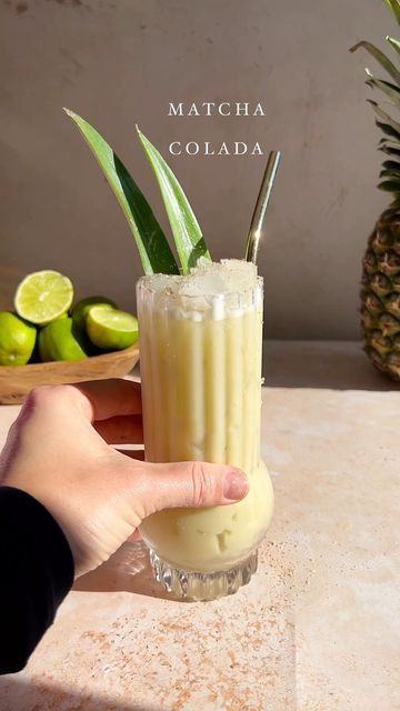 Matcha Colada, Join Jules, Healthy Breakfast Alternatives, Pineapple Leaves, Liquid Sunshine, Beautiful Monday, Morning Brunch, Matcha Drink, Tiki Drinks