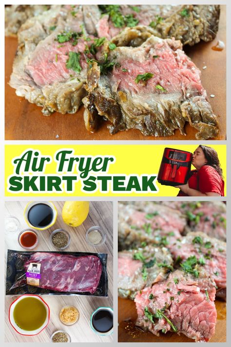 Air Fryer Skirt Steak Air Fryer Skirt Steak, Perfect Medium Rare Steak, Skirt Steak Recipe, Steak Roll Ups, Frying Recipes, Steak Marinade Easy, Skirt Steak Recipes, Air Fryer Recipes Snacks, Frozen Steak