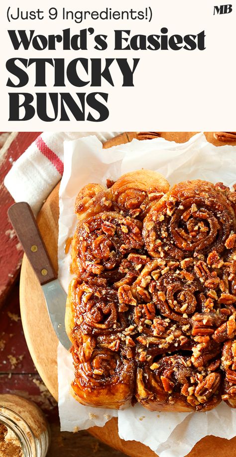 Easy, fool-proof sticky buns for the novice baker. 9 basic ingredients, no complicated methods, just straightforward, ooey-gooey sticky buns. And they're vegan! Vegan Sticky Buns, Easy Sticky Buns, Sticky Buns Recipes, Vegan Cinnamon Rolls, Minimalist Baker, Baked Rolls, Lazy Weekend, Sticky Buns, Easy Cinnamon