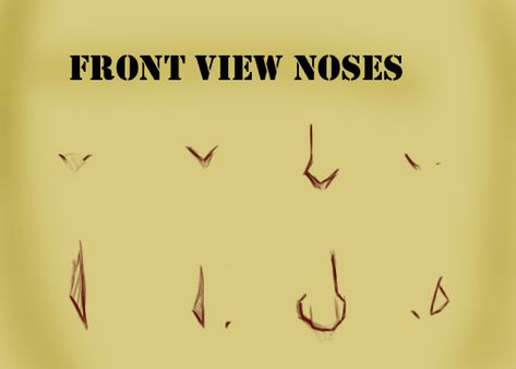 Front View Noses by Kira09kj on DeviantArt Manga Nose, Anime Nose, Face Tutorial, Realistic Eye Drawing, Nose Drawing, Manga Drawing Tutorials, Drawing Expressions, Anatomy Reference, Anime Drawings Tutorials