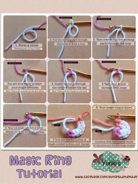 Magic Ring Tutorial, Crocheting Tips, Learning Crochet, Magic Circle Crochet, Magic Ring Crochet, Crochet Dreams, Ring Tutorial, Crochet Circles, Crochet Stitches For Beginners