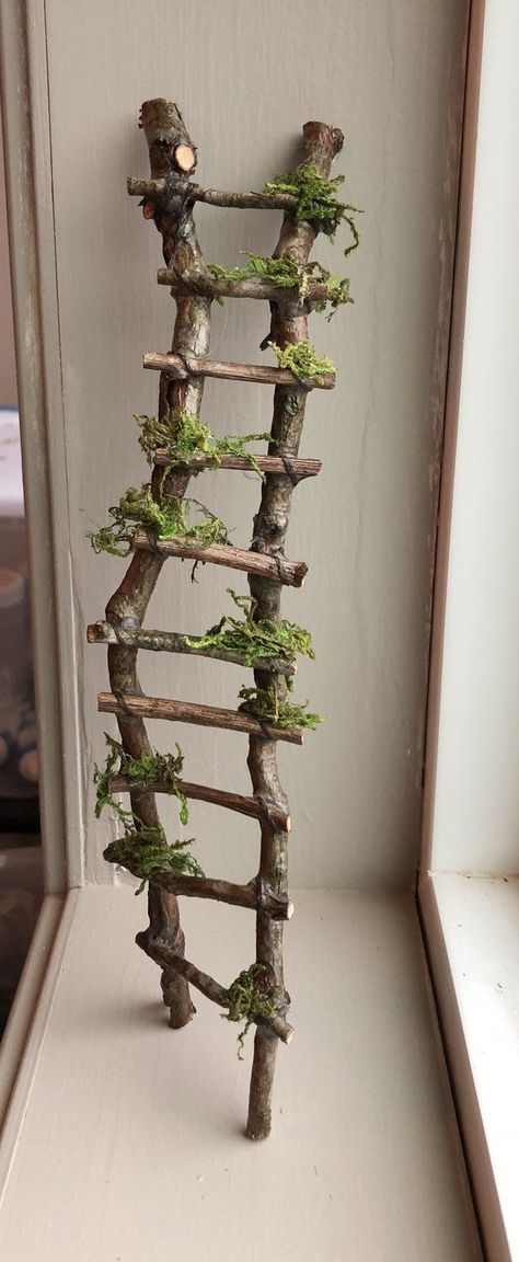 Fairy Garden Accessories Fairy Ladder, Fairy Window, Garden Ladder, Tre Kunst, Fairy Tree Houses, Fairy Garden Furniture, Fairy Garden Designs, Fairy Garden Crafts, Fairy Accessories