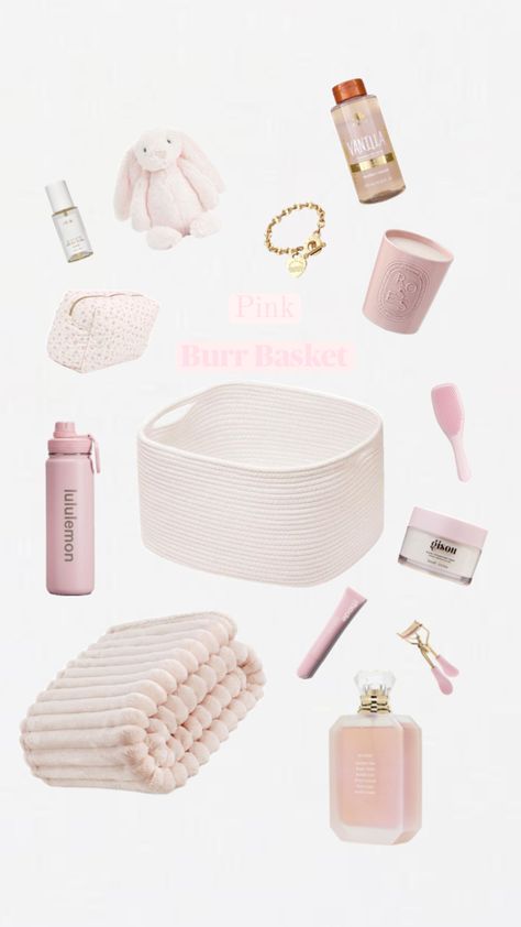 Brr basket, brr basket wish list, brr basket wish list ideas, pink wish list, pink burr basket, coquette, pink winter,  winter vibes, jelly cats, tree hut scrub Pink Basket Gift Ideas, Blue Gift Basket, Basket Gift Ideas, Pink Basket, Basket Gift, Blue Gift, Gift Baskets, Gift Ideas, Pink