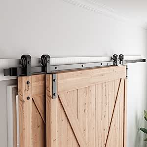 SMARTSTANDARD 11 Feet Bypass Sliding Barn Door Hardware Kit - for Double Wooden Doors-Single Track - Smoothly & Quietly - Easy to Install-Fit 120" Opening Diy Closet Doors, Bypass Barn Door Hardware, Arched Cabin, Double Sliding Barn Doors, Bypass Barn Door, Diy Barn Door Hardware, Barn Door Closet, Slider Door, Sliding Tracks