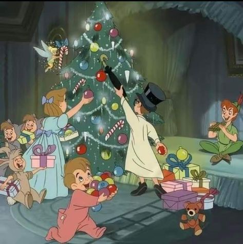 Old Christmas Cartoons, Old Christmas Movies, Disney Merry Christmas, Old Disney Movies, Disney Movie Art, Peter Pan Disney, Disney Christmas Tree, Christmas Dreaming, Film Disney