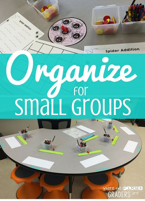 Easy ways to organize your materials for small group guided reading and guided math lessons. Organize on a budget with materials for less than $1. Organization ideas that will help any teacher be ready for small group time in minutes! Small Group Organization, Upper Elementary Reading, Small Group Reading, Math Manipulatives, 2nd Grade Classroom, Elementary Reading, Small Organization, First Grade Classroom, Classroom Setup