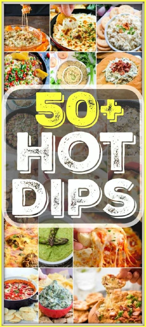 50 Hot dip recipes for the holidays or Super Bowl appetizer ideas. Use chicken, ground beef, beef and lots of cheese. #hotdip #diprecipes Italian Dips Appetizers, Best Hot Dip, Hot Dip Recipes, Crab Appetizers, Appetizers Football, Super Bowl Dips, Hot Dips, Dip Recipes Hot, Recipes Spinach