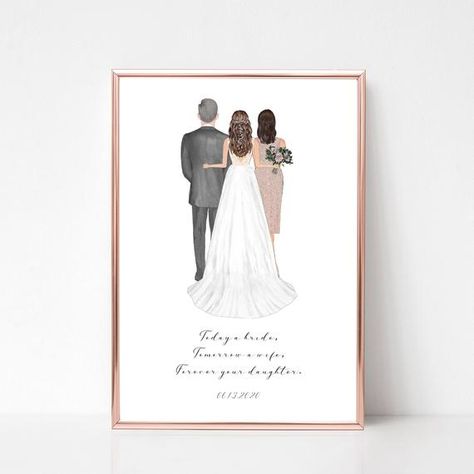 Parents Of The Bride, Wedding Print, Wedding Gifts For Parents, Wedding Prints, Dress Hairstyles, Personalised Prints, Custom Wedding Dress, Bride Gift, Wedding Etsy