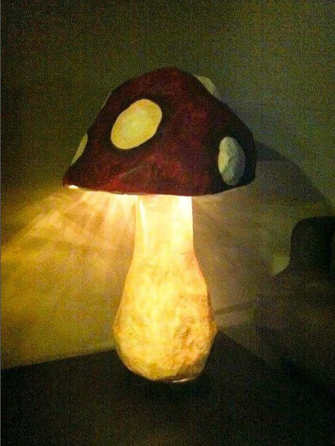 . Mushroom Crafts, Mushroom Lights, Diy Lampe, Paper Mache Crafts, Magic Mushroom, Mushroom Decor, Papel Mache, I Am So Happy, My Living Room