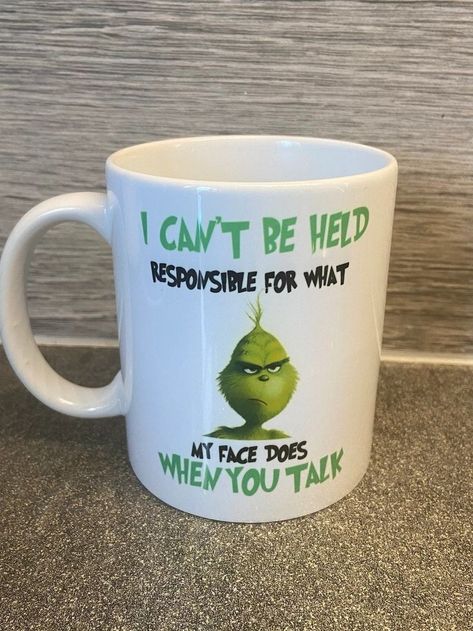 Grinch Mug, Grinch Stuff, Grinch Quotes, Funny Rude, Birthday Gift For Him, Halloween Mug, Christmas Birthday Gifts, Funny Mugs, White Gloss