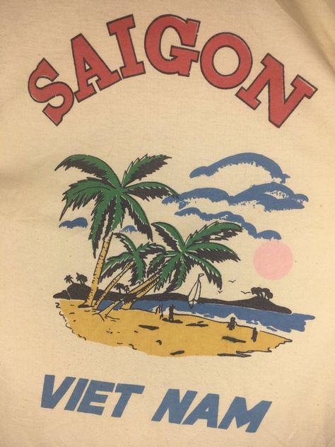 Wedding Tshirts, Vietnam Saigon, Matchbox Art, Surf Design, Shirt Design Inspiration, Vintage Hawaii, Late 80s, Graphic Tshirt Design, Vintage Souvenir