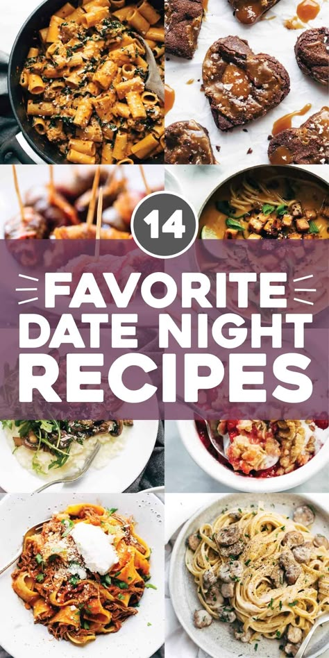 Our Favorite Swoon-Worthy Date Night Recipes for when you just want to stay in. ♡ Pasta, chicken, desserts, drinks, and more! #datenight #romantic #recipes Dinner Date Recipes, Night Dinner Recipes, Night Recipes, Fancy Dinner Recipes, Pasta Chicken, Date Night Recipes, Dinner For 2, Romantic Meals, Date Recipes