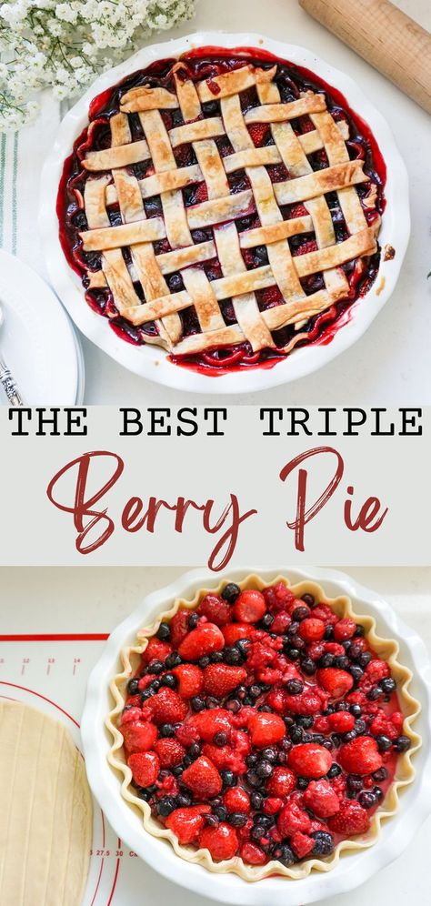 Thanksgiving Berry Pie, Very Berry Pie Recipe, Frozen Berry Pie, Mixed Berry Pie Recipe, Berry Pie Recipe, Triple Berry Pie, Mixed Berry Pie, Frozen Berries, Berry Pie