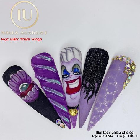 Ursula Nails Disney, Ursula Nail Art, Ursula Nails, Nail Drawing, Disney Nails, Nail Arts, Nail Design, Nail Ideas, Room Ideas