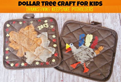 Check out this sweet, simple, and inexpensive way to commemorate the Thanksgiving holiday with your kids. Or teachers ask donations from your room moms to help offset the cost of the potholders! Hand prints are always a great gift for parents and grandparents – remembering how little they were on any given year always gives … Dollar Tree Thanksgiving, Thanksgiving Keepsake, Tree Thanksgiving, Craft Thanksgiving, Thanksgiving Turkeys, Keepsake Crafts, Thanksgiving Preschool, Thanksgiving Crafts For Kids, Fall Crafts For Kids