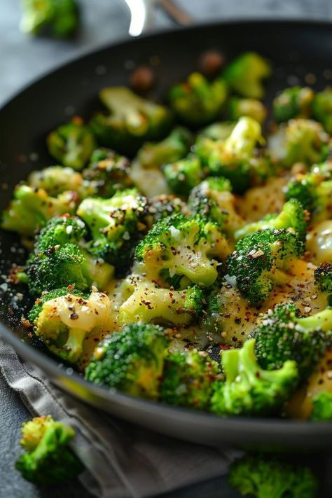 Indulge in the deliciousness of skillet broccoli and cheese with this easy-to-follow skillet broccoli recipe. Perfect for a quick weeknight meal or as a side dish for any occasion. This mouthwatering dish combines tender broccoli florets, gooey melted cheese, and savory seasonings all cooked together in a skillet for a satisfying meal that will please even the pickiest eaters. Pan Cooked Broccoli, Broccoli Sides Easy, Quick Broccoli Recipes, Broccoli Florets Recipe, Stovetop Vegetables, Cooked Broccoli Recipes, Side Dishes Broccoli, Mexican Broccoli, Fresh Broccoli Recipes