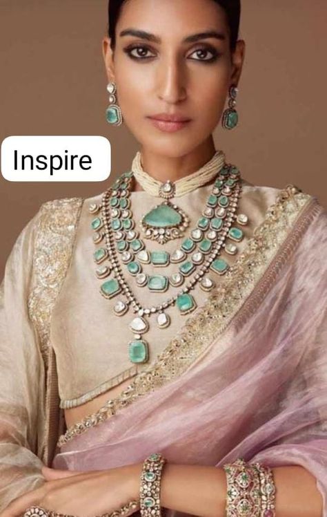 Hot Selling Sabyasachi Inspired Premium Royal Looking Moissanite Fusion Uncut Polki Kundan Mint Green 5 Line Long Raani Haar with Mangtika Parineeti Chopra, Bridal Necklace, Bollywood Actress, Mint Green, Necklace Set, Mint, Design