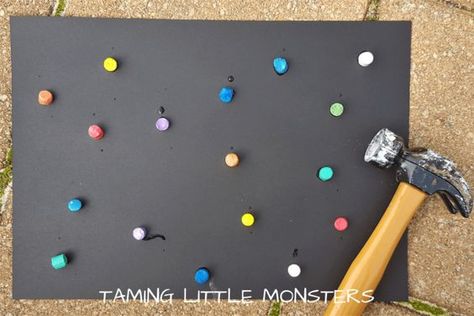 Simple Machines Art Preschool, Montessori Hammering Work, Tools Art Preschool, Construction Process Art, Tools Preschool Theme, Preschool Hammering Activities, Prek Construction Crafts, Tools Activities For Preschool, Construction Crafts For Preschoolers