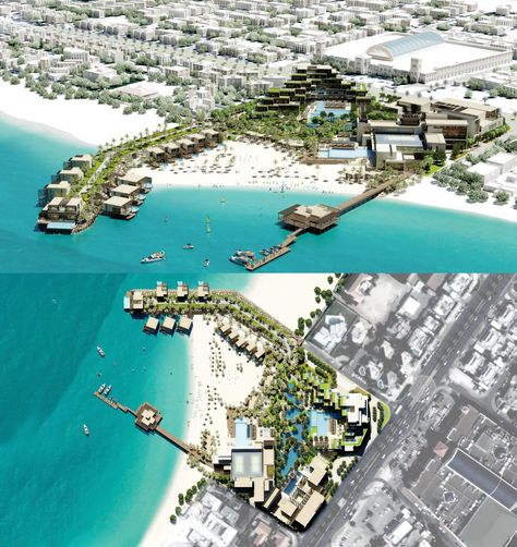 Mandarin Oriental, Dubai Jumairah Beach first plan Sea Hotel Architecture, Render Presentation, Site Development Plan, Waterfront Architecture, Condominium Design, Beach Architecture, Resort Plan, Floating Architecture, Urban Design Concept