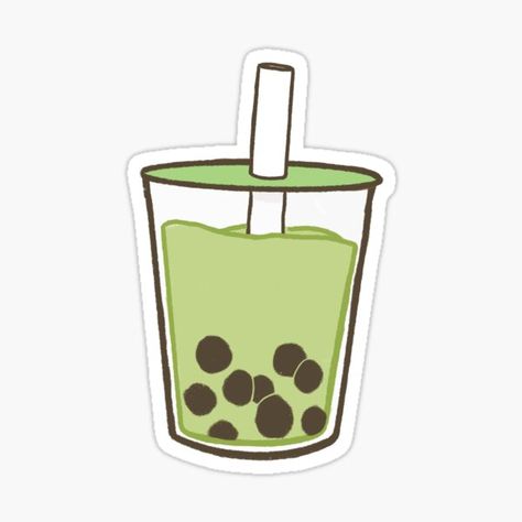 cute green matcha boba bubble tea sticker on redbubble for decor Matcha Drawing, Boba Clipart, Boba Green Tea, Boba Tea Stickers, Boba Drawing, Boba Art, Matcha Sticker, Boba Matcha, Bubble Tea Cute