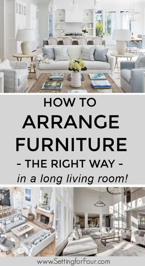 How To Arrange Furniture In A Long Living Room- furniture layout ideas. #arrange #furniture #arrangement #layout #small #livingroom #floorplan #home #rooms #ideas #decor #design Long Living Room Floor Plan, Furniture Layout For Narrow Living Room, Furniture For Rectangle Living Room, Decorating Long Narrow Living Room, Long Rectangle Living Room Layout, Rectangle Living Room Layout, Long Narrow Living Room Layout, Living Room Layout With Fireplace, Long Living Room Layout