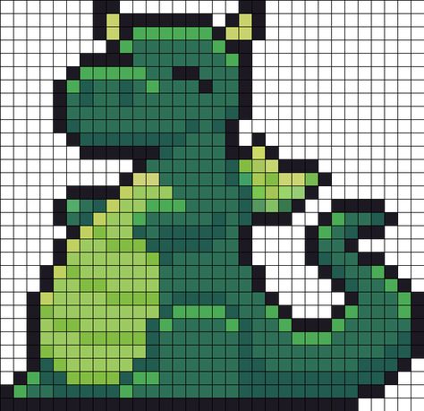 Kandi Patterns for Kandi Cuffs - Characters Pony Bead Patterns Dragon Grid Pattern, Pixel Art Pattern Dragon, Perler Bead Dragon Pattern, Dragon Perler Bead Patterns, Perler Bead Dragon, Dragon Perler Beads, Dragon Cross Stitch Patterns, Perler Dragon, Perler Bead Patterns Cute