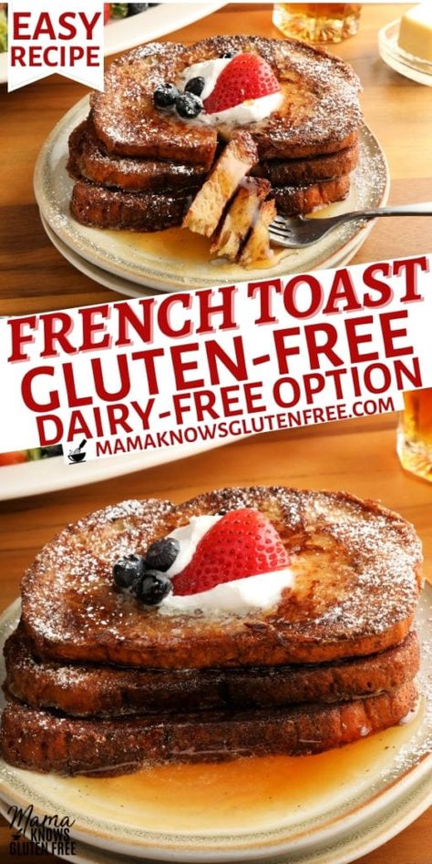 Dairy Free French Toast, Mama Knows Gluten Free, Gluten Free French Toast, Dairy Free Breakfast Recipes, Gluten Free Brunch, Df Recipes, Crumble Cookie, Easy French Toast Recipe, Gf Breakfast