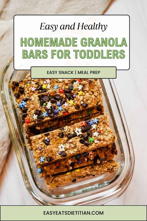 These healthier 3 ingredient homemade granola bars for toddlers are absolutely delicious, involve very few ingredients and require only 5 minutes of prep time! They are packed in nutrients from the oats and peanut butter and they are perfect to make ahead for the week! #toddlerfood #toddlersnacks #easytoddlersnacks #homemadesnacks #homemadegranolabars #granolabars Homemade Toddler Snack Bars, Homemade Oat Bars Healthy, What To Do With Granola, Healthy Baby Snacks Homemade, Toddler Peanut Butter Snacks, Homemade Granola Bars No Peanut Butter, Toddler Granola Bars Healthy, Make Ahead Breakfast For Toddlers, Toddler Bars Recipe