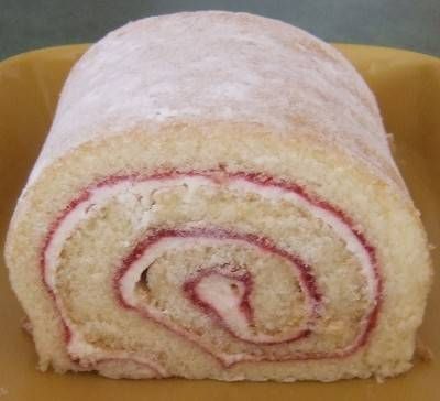 JELLY ROLL (use a sponge cake reciepe)  strawberry jelly roll cake -     1/2 cup flour  1 teaspoon baking powder  4 eggs  1 teaspoon vanilla, divided  1 cup sugar, divided  1/2 cup butter, softened  3 plus cups powdered sugar  milk, optional  1/3 cup strawberry jam (the kind without whole berries in it)  Preparation:    Early in the day, or the day before serving, preheat oven to 375 degrees F. Grease jelly roll pan (15x10x1-inch). Line with parchment paper and grease again. Spread clean dish... Strawberry Upside Down Cake, Strawberry Roll, Roll Cake Recipe, Jelly Roll Cake, Strawberry Roll Cake, Swiss Rolls, Cake Rolls, Cake Roll Recipes, Strawberry Jelly