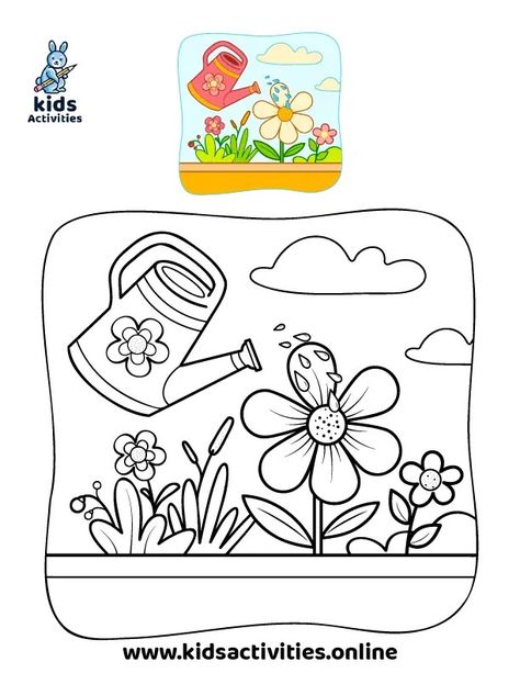 10 Free, Spring Coloring Pages& Book To Download ⋆ Kids Activities Free Spring Coloring Pages, Rainy Day Pictures, Spring Crafts Preschool, Spring Images, Sorting Games, Spring Coloring Pages, Baby Painting, Coloring Sheets For Kids, Easter Colouring