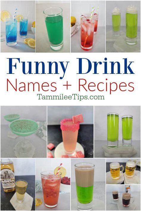 Fun Themed Drinks, Drink Contest Ideas, Drinks Named After Exes, Golf Drinks Alcohol, Money Themed Cocktail, Cocktail Recipes Funny Names, Dental Themed Cocktails, Cocktails With Funny Names, Drinks Based On Your Job